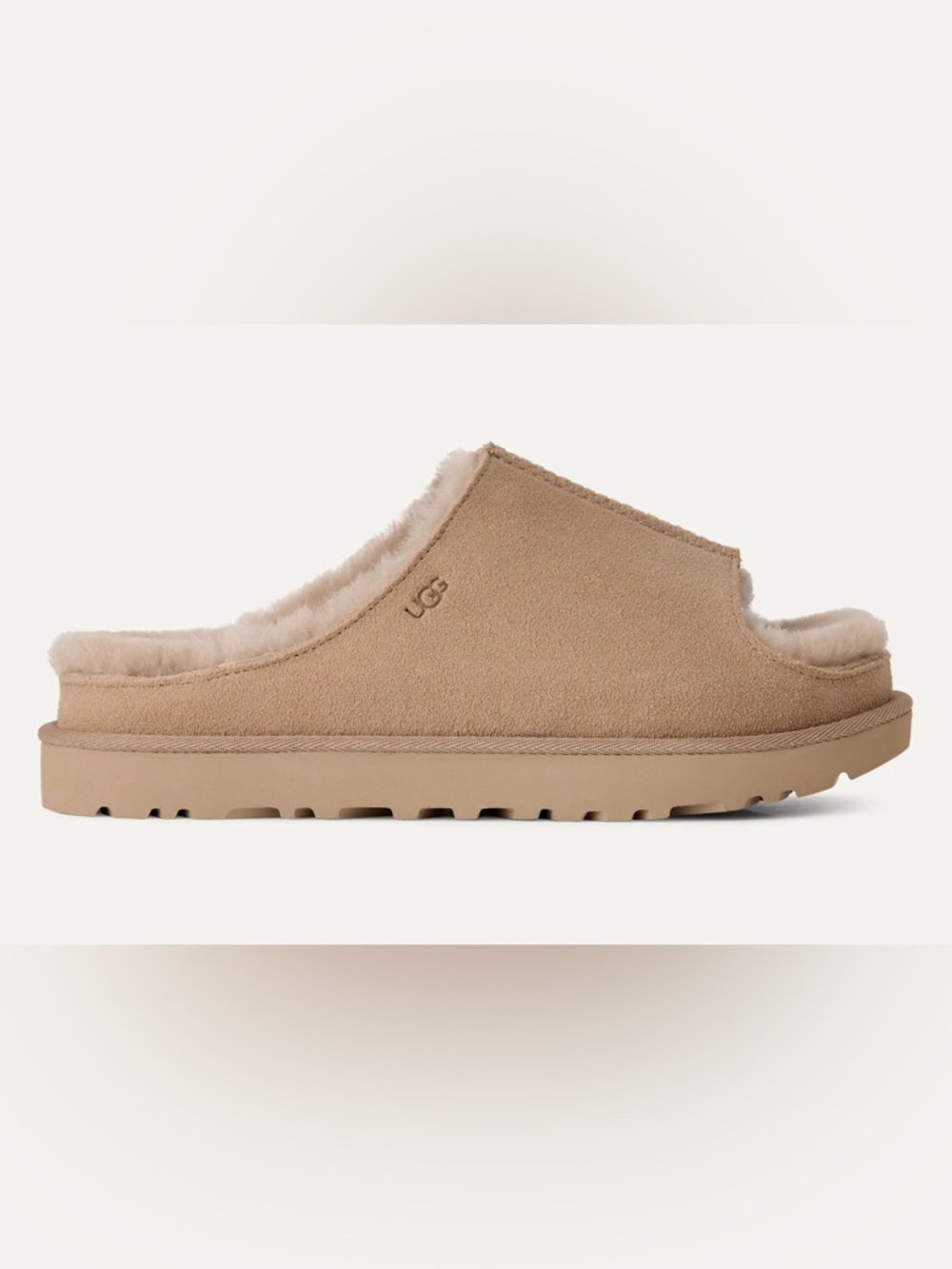 UGG Greenpoint Sherpa Lined Slide Slipper Sand Suede Size 8